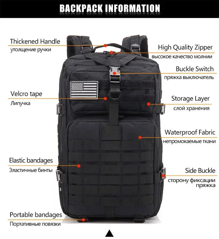 QT&QY 30L/50L Tactical Backpack – Outdoor Survival & Assault Pack