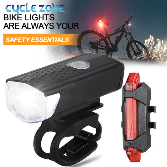 2218 Bike Light Set USB Rechargeable Front Light with Taillight