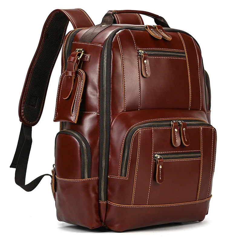 Newsbirds Men's Retro Leather Backpack – Luxury Travel & School Bag