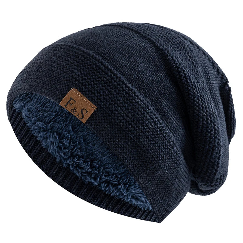 Unisex Slouchy Winter Hats Add Fur Beanie Cap