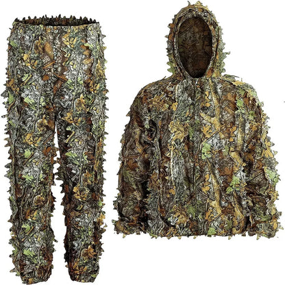 Ghillie Suit Men Women Kids 3D Leafy Bionic Camouflage Hunting Clothing: