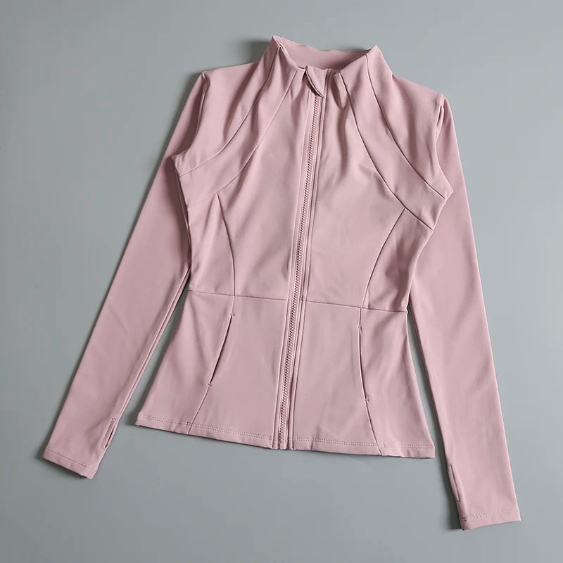 Yoga Wear Ladies Coat Round High Elastic Loose Exercise Yoga Long Sleeve