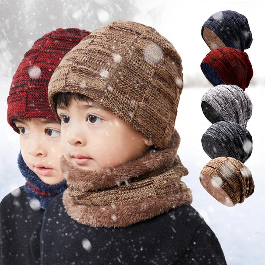 Mens Beanie Hat 2pcs Ski Cap and Scarf Winter Warm Woolly Hats