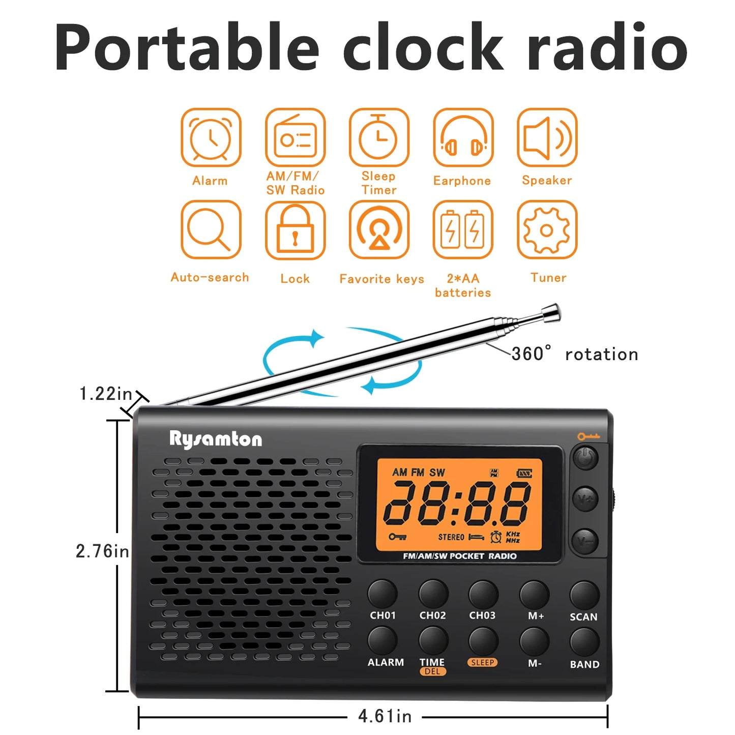 Rysamton Portable AM/FM Shortwave Radio