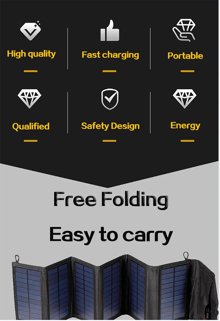 6-Fold 800W Foldable Solar Panel – Portable Solar Charger with USB & DC Output