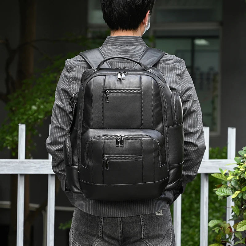 Newsbirds Men's Retro Leather Backpack – Luxury Travel & School Bag