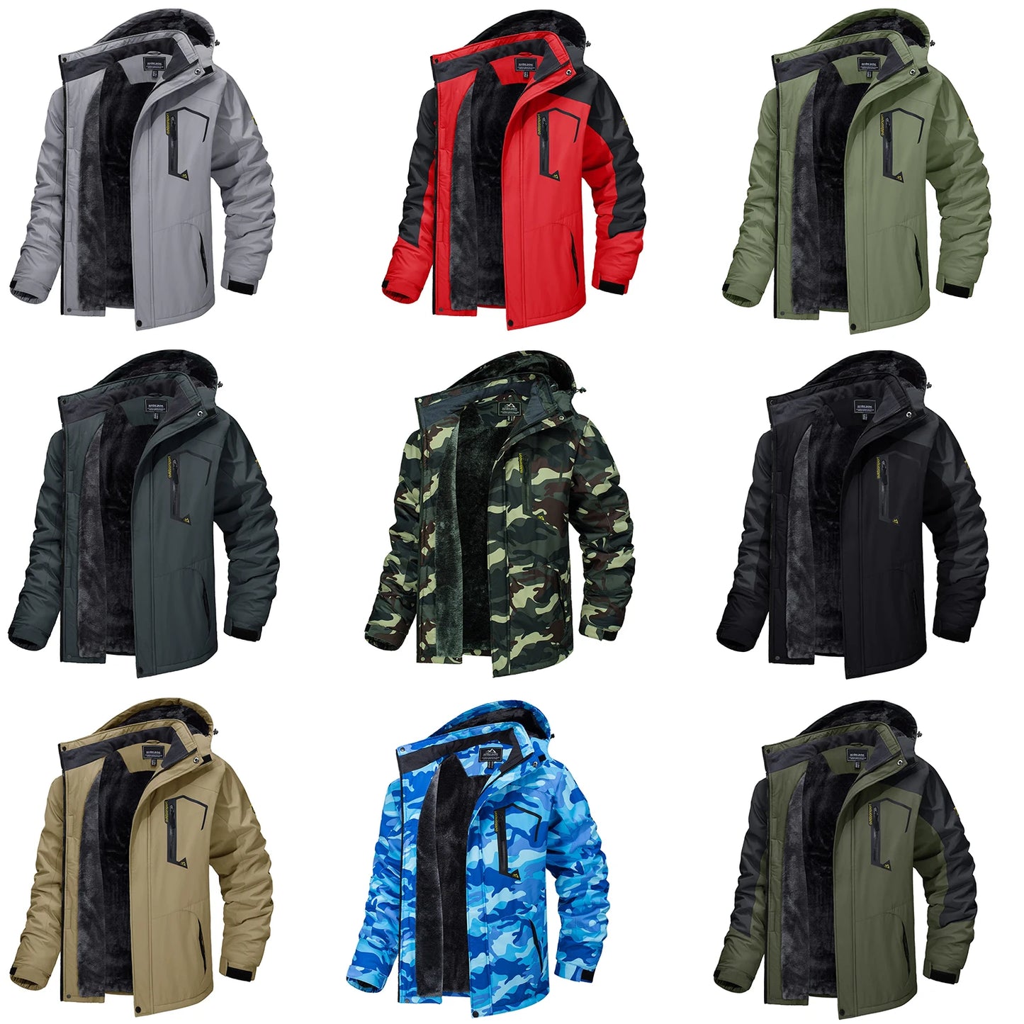 TACVASEN Fleece Lining Mountain Jackets Mens Hiking Jackets