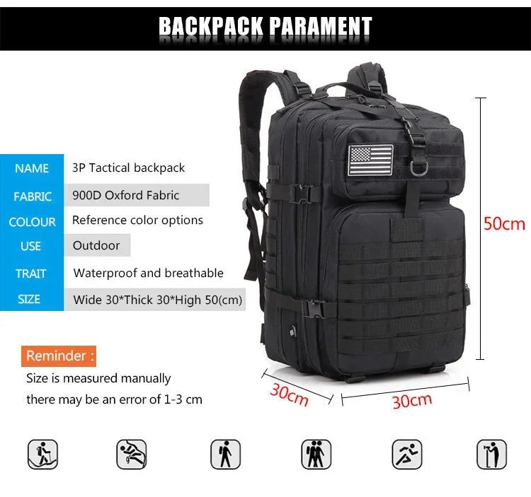 QT&QY 30L/50L Tactical Backpack – Outdoor Survival & Assault Pack