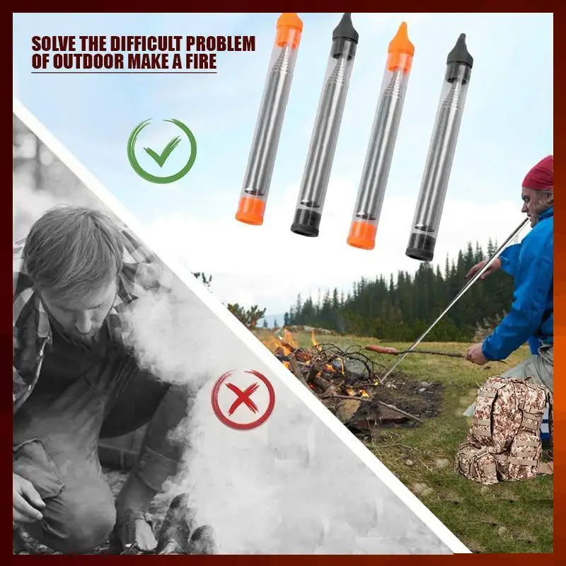 Collapsible Fire Blow Tube – High-Efficiency Mouth Blowpipe for Outdoor & Camping Use
