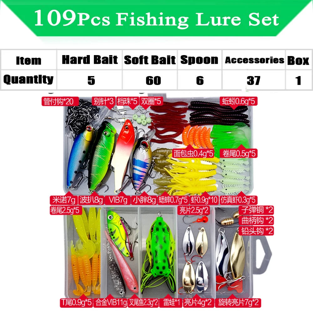 Fishing Lure Kit Soft & Hard Bait Set