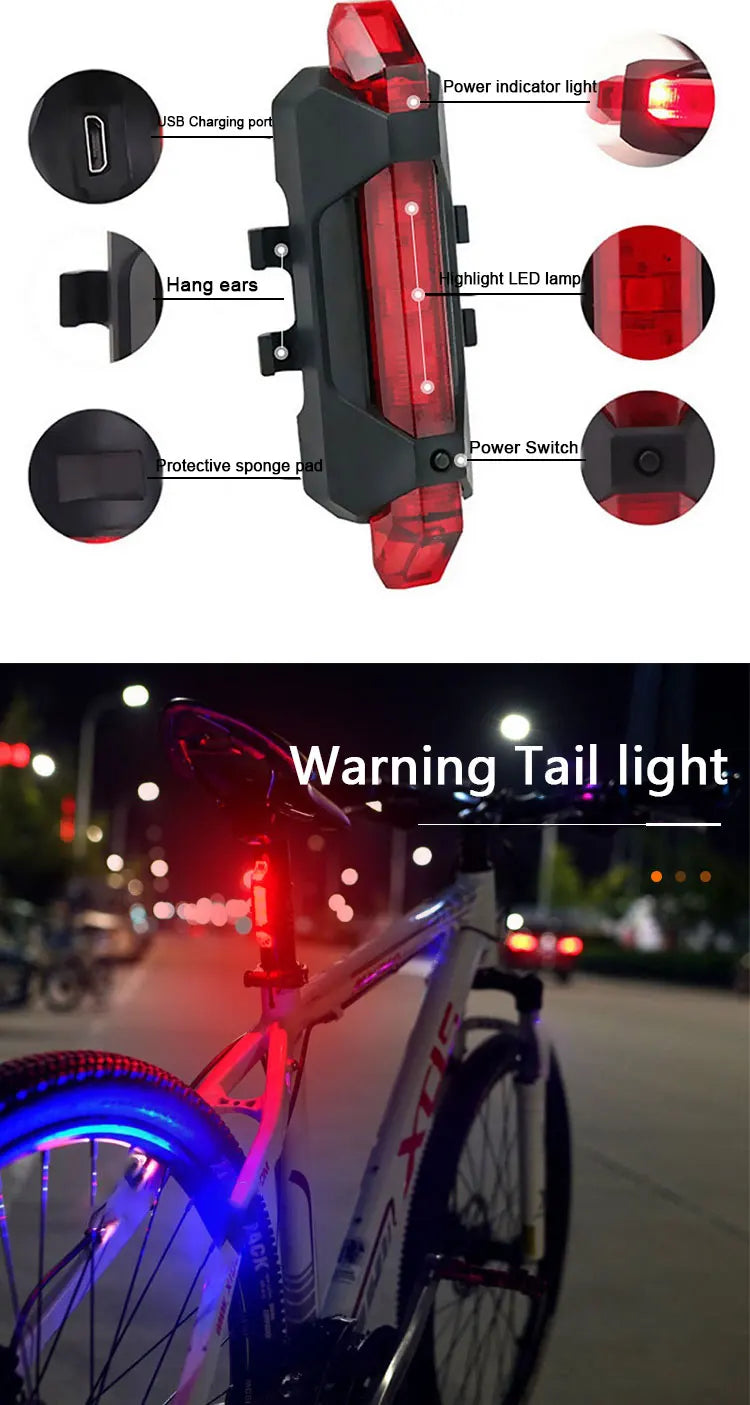 2218 Bike Light Set USB Rechargeable Front Light with Taillight