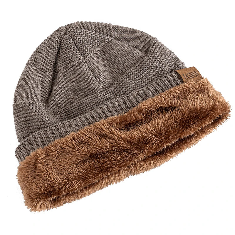Unisex Slouchy Winter Hats Add Fur Beanie Cap