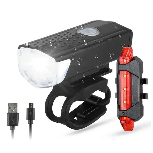 2218 Bike Light Set USB Rechargeable Front Light with Taillight