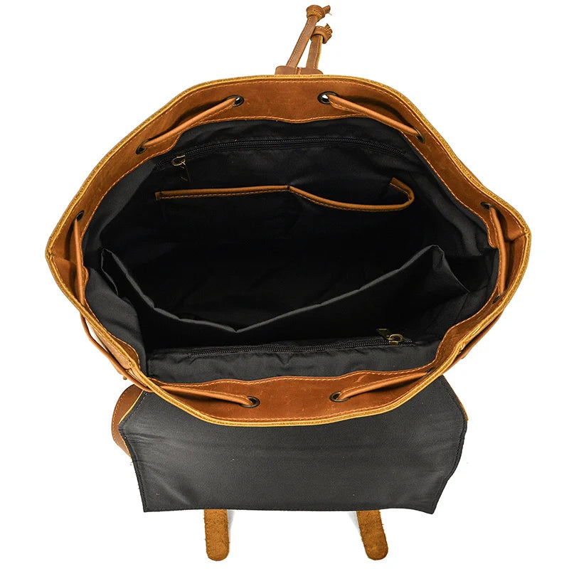 Newsbirds Men's Retro Leather Backpack – Luxury Travel & School Bag