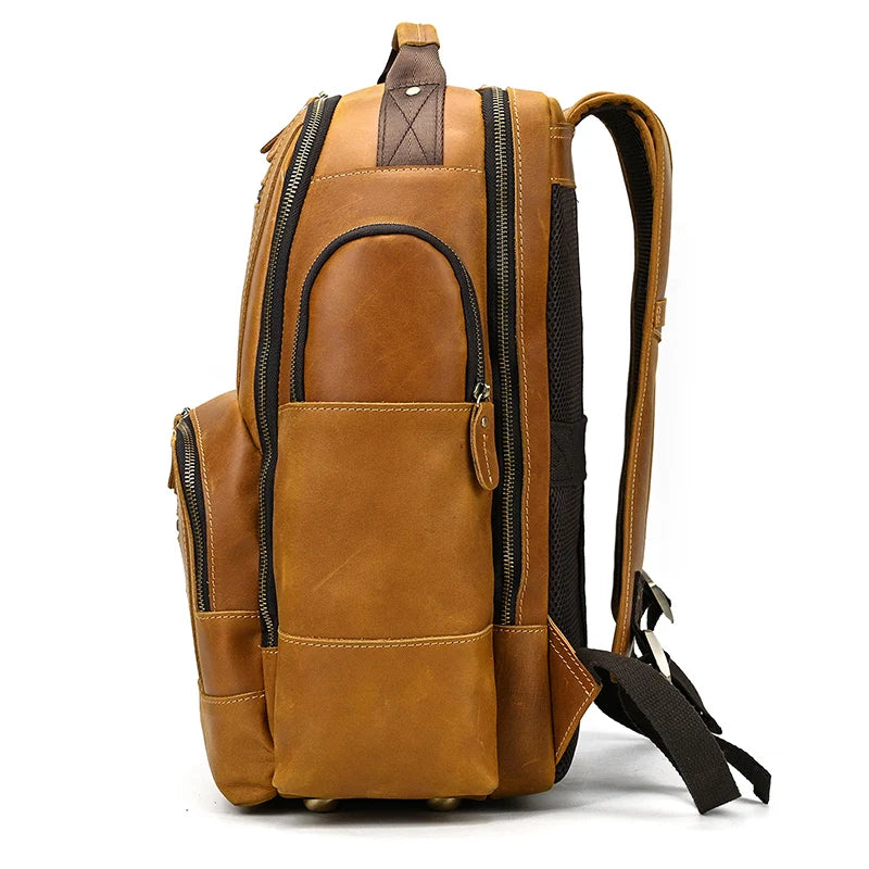 Newsbirds Men's Retro Leather Backpack – Luxury Travel & School Bag
