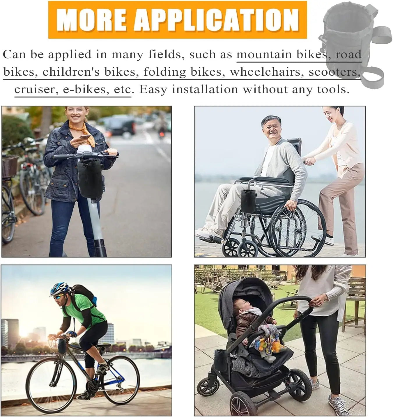 2-in-1 Bicycle Handlebar Phone Holder & Water Bottle Holder with Mesh Pocket