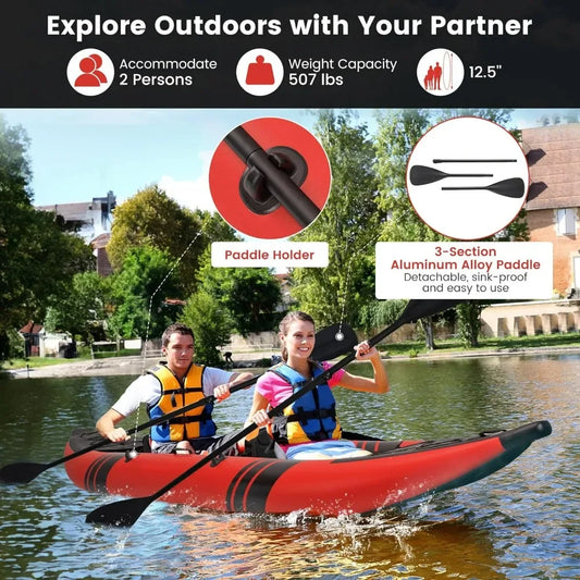 12.5Ft 507lbs Tandem Inflatable Kayak