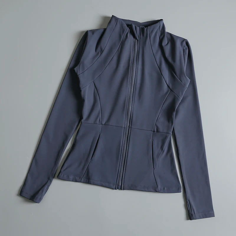 Yoga Wear Ladies Coat Round High Elastic Loose Exercise Yoga Long Sleeve
