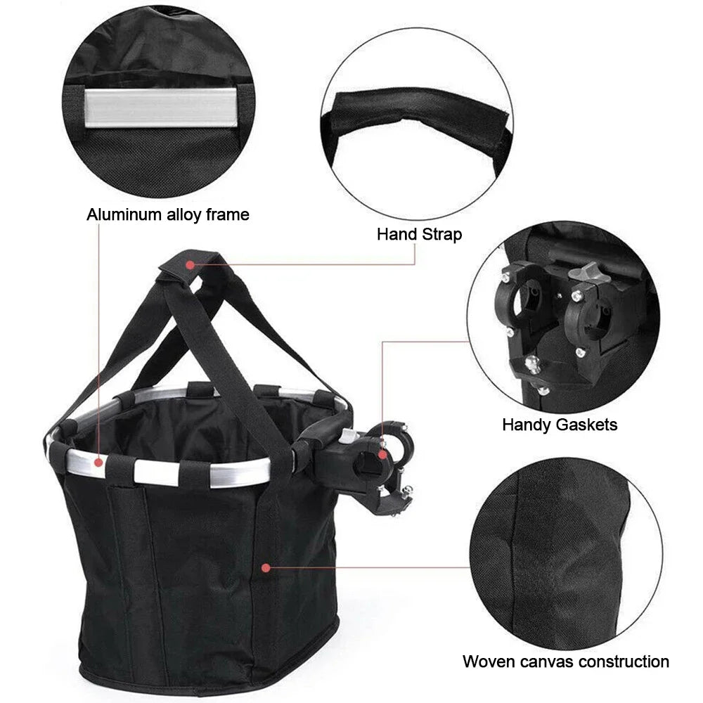 Bicycle Front Basket – 2-in-1 Detachable Bike Handlebar Bag for Small Pets & Cargo