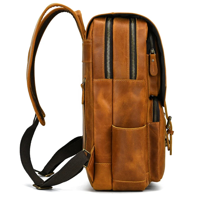 Newsbirds Men's Retro Leather Backpack – Luxury Travel & School Bag