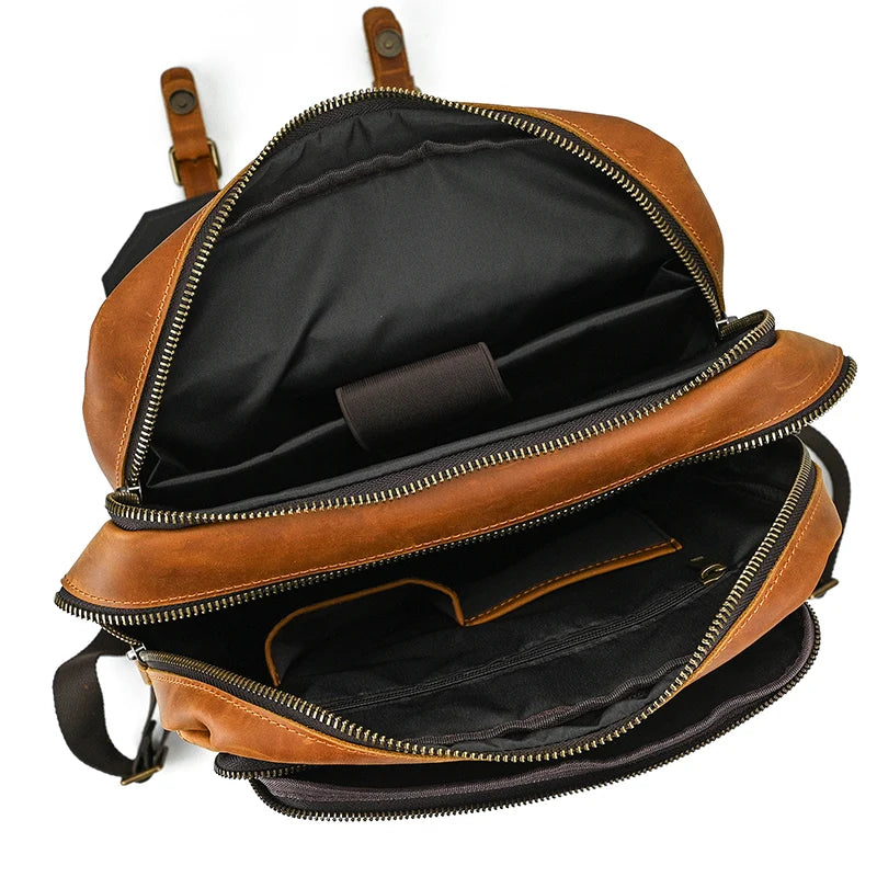 Newsbirds Men's Retro Leather Backpack – Luxury Travel & School Bag