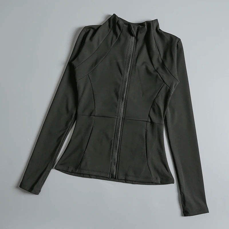 Yoga Wear Ladies Coat Round High Elastic Loose Exercise Yoga Long Sleeve