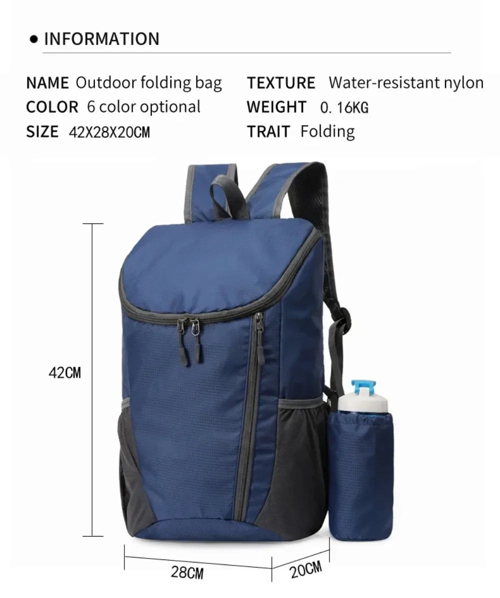 20L Ultralight Foldable Backpack – Portable Hiking & Travel Daypack