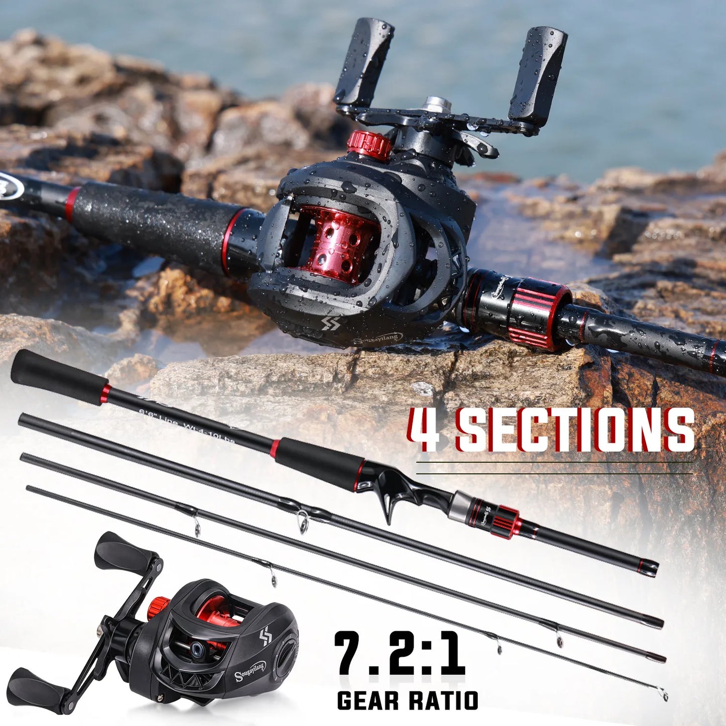 Sougayilang Carbon Fiber Fishing Combo