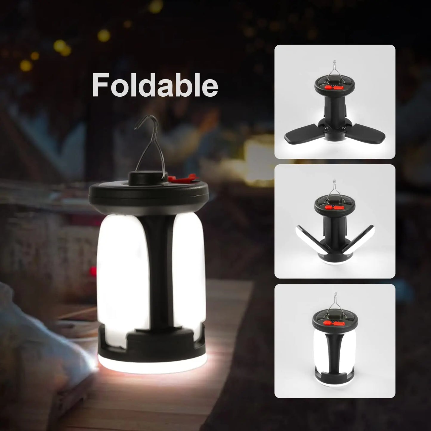 High Power Solar LED Camping Lantern Rechargeable 4500mAh 1000LM Emergency Power Bank