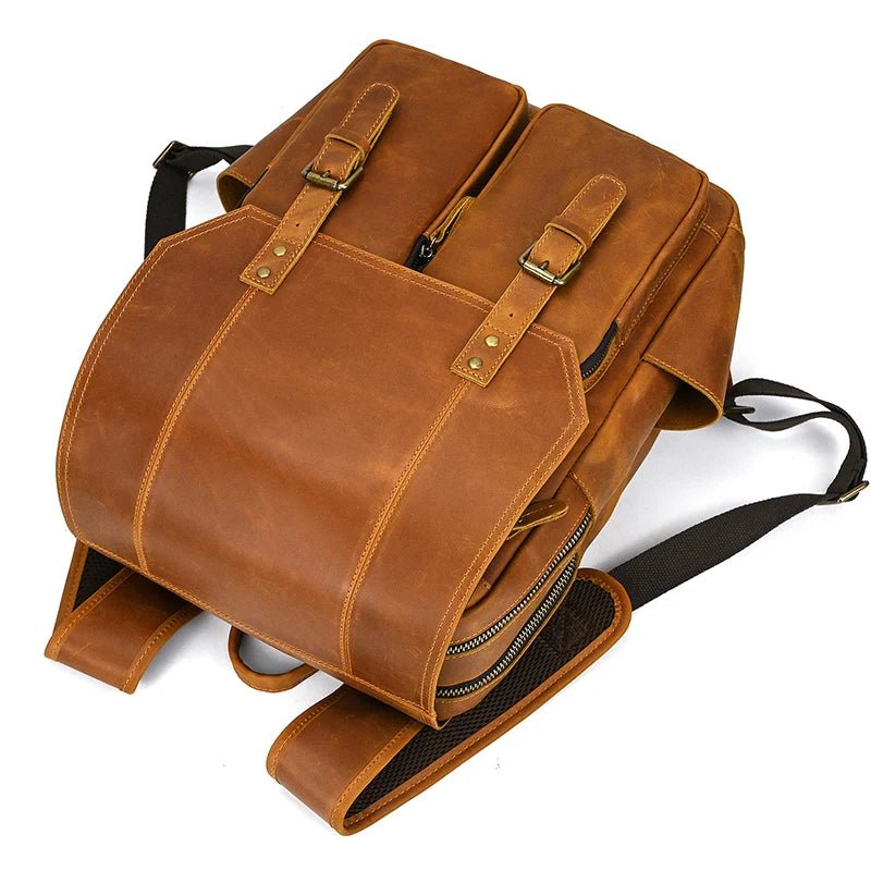 Newsbirds Men's Retro Leather Backpack – Luxury Travel & School Bag