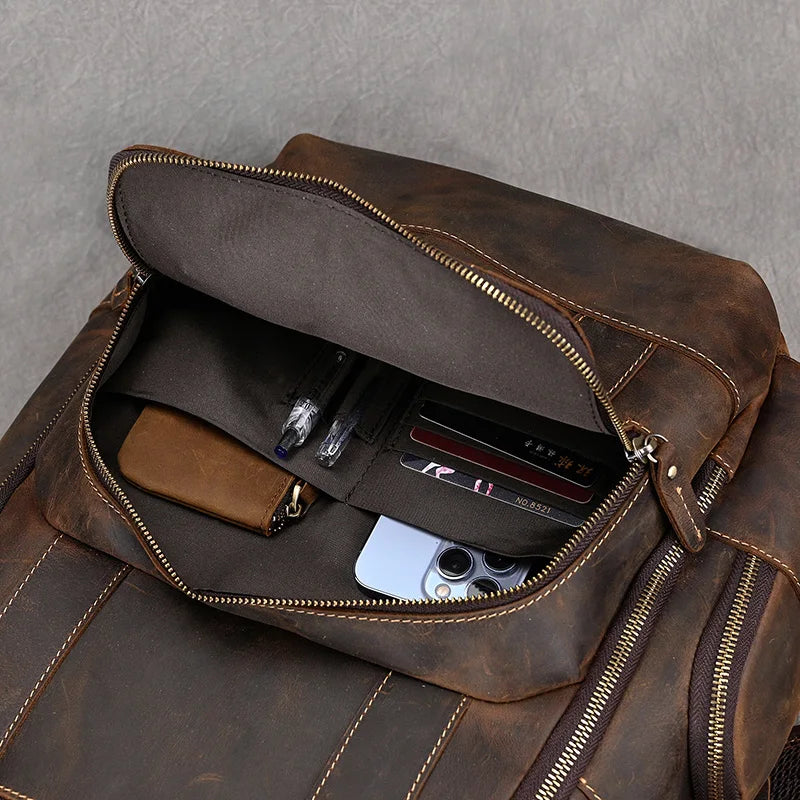 Newsbirds Men's Retro Leather Backpack – Luxury Travel & School Bag