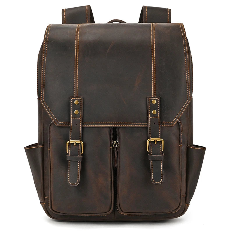 Newsbirds Men's Retro Leather Backpack – Luxury Travel & School Bag