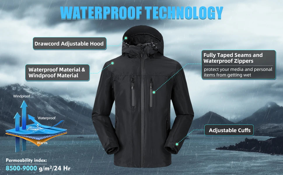 GOLDEN CAMEL Men's Waterproof Softshell Jacket Lightweight Single Hooded Jacket