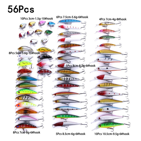 56/43/30/20/10/5Pcs Fishing Lures Kit