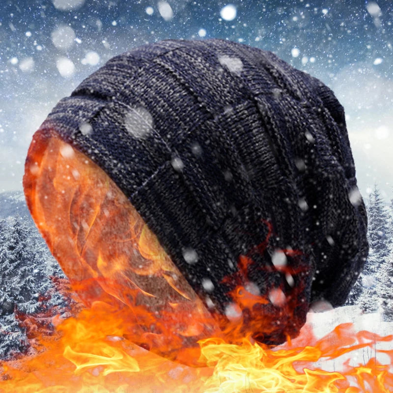 Mens Beanie Hat 2pcs Ski Cap and Scarf Winter Warm Woolly Hats