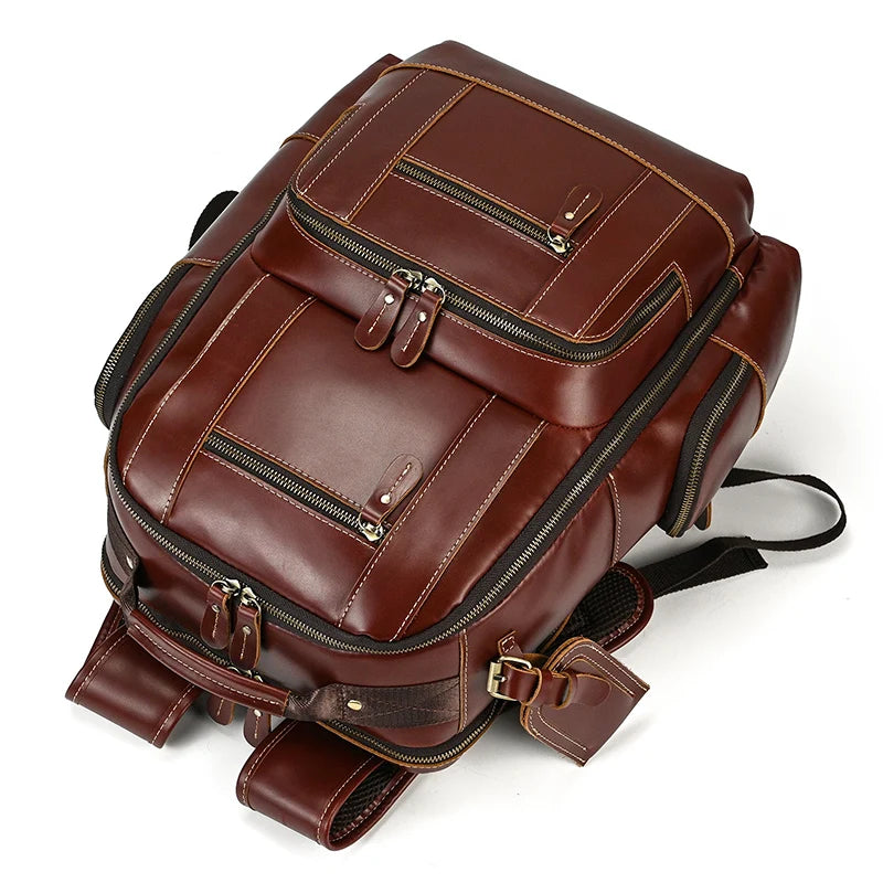 Newsbirds Men's Retro Leather Backpack – Luxury Travel & School Bag