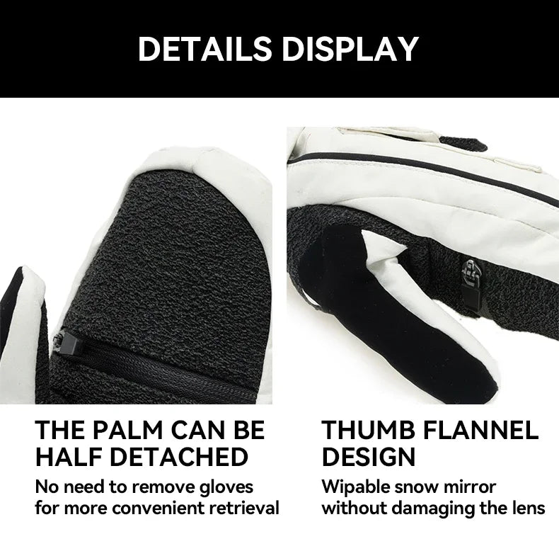 VECTOR Half-Detachable Inner Five-Finger Ski Gloves