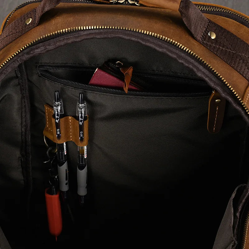 Newsbirds Men's Retro Leather Backpack – Luxury Travel & School Bag