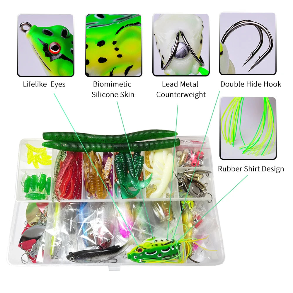 Fishing Lure Kit Soft & Hard Bait Set