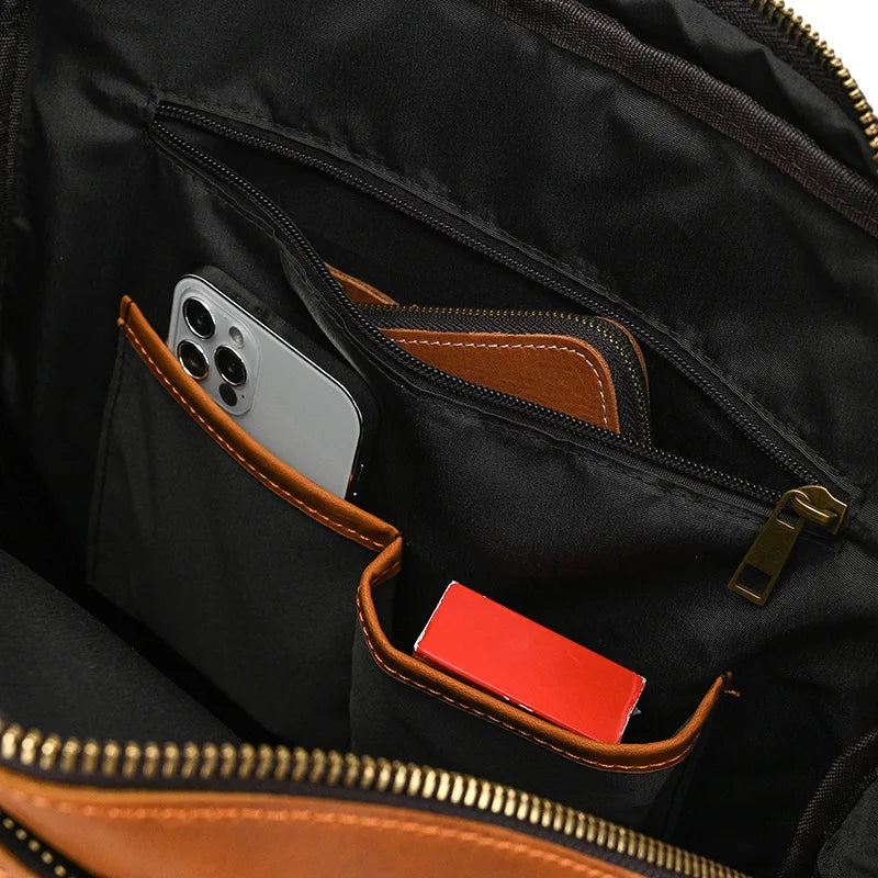 Newsbirds Men's Retro Leather Backpack – Luxury Travel & School Bag