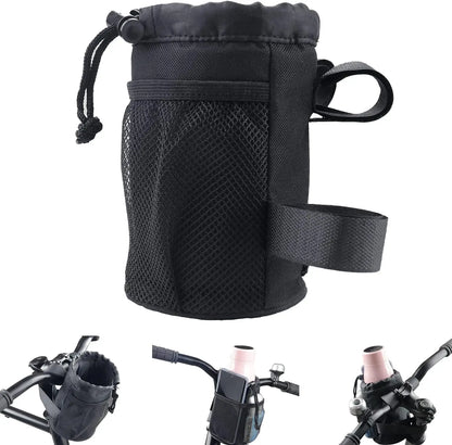 2-in-1 Bicycle Handlebar Phone Holder & Water Bottle Holder with Mesh Pocket