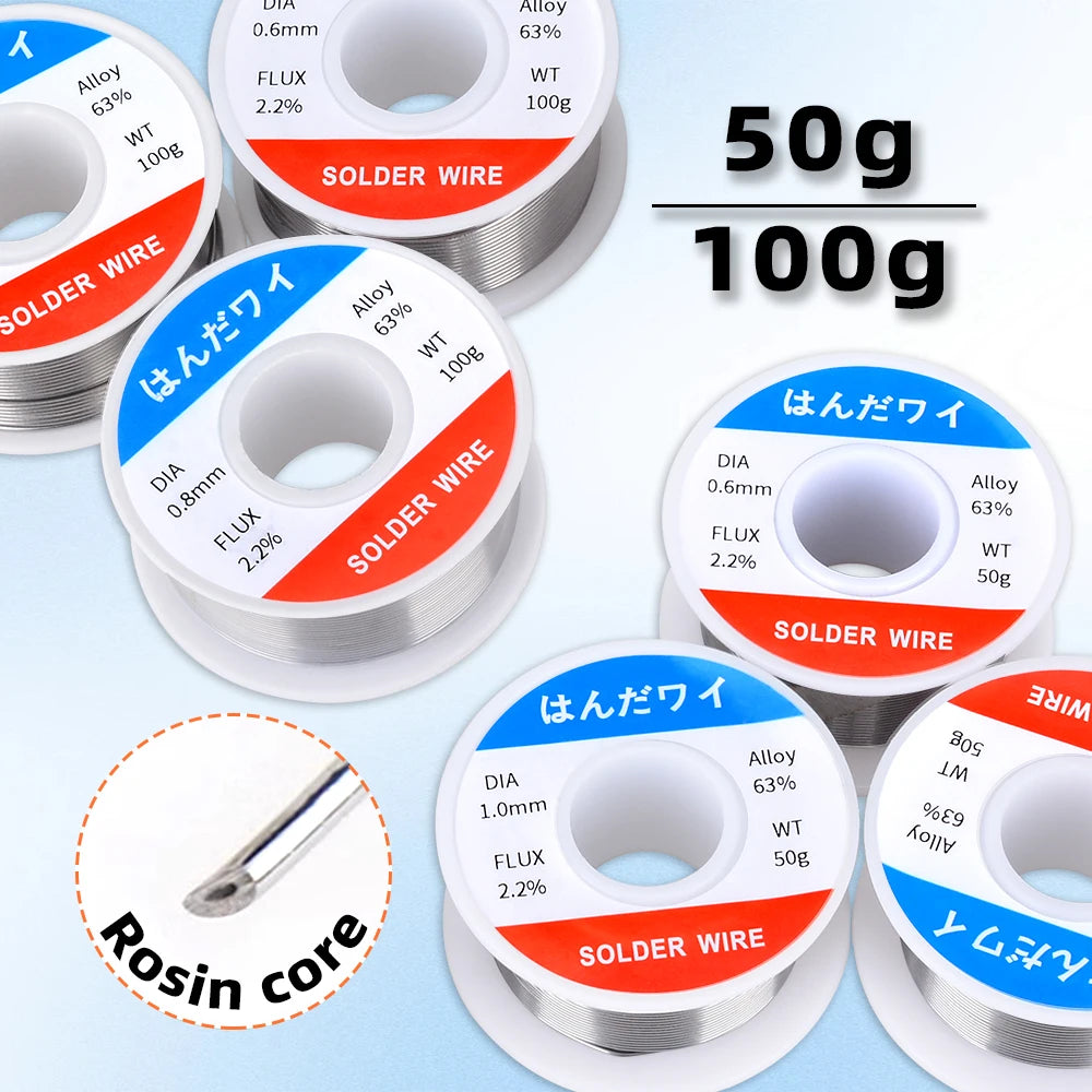 63% Tin Lead Rosin Core Solder Wire – 50g Mini Roll for Precision Electronics Soldering