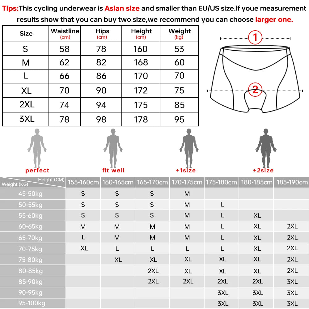 X-TIGER Men’s Cycling Underwear Shorts – 5D Gel Padded, Breathable & Non-Slip