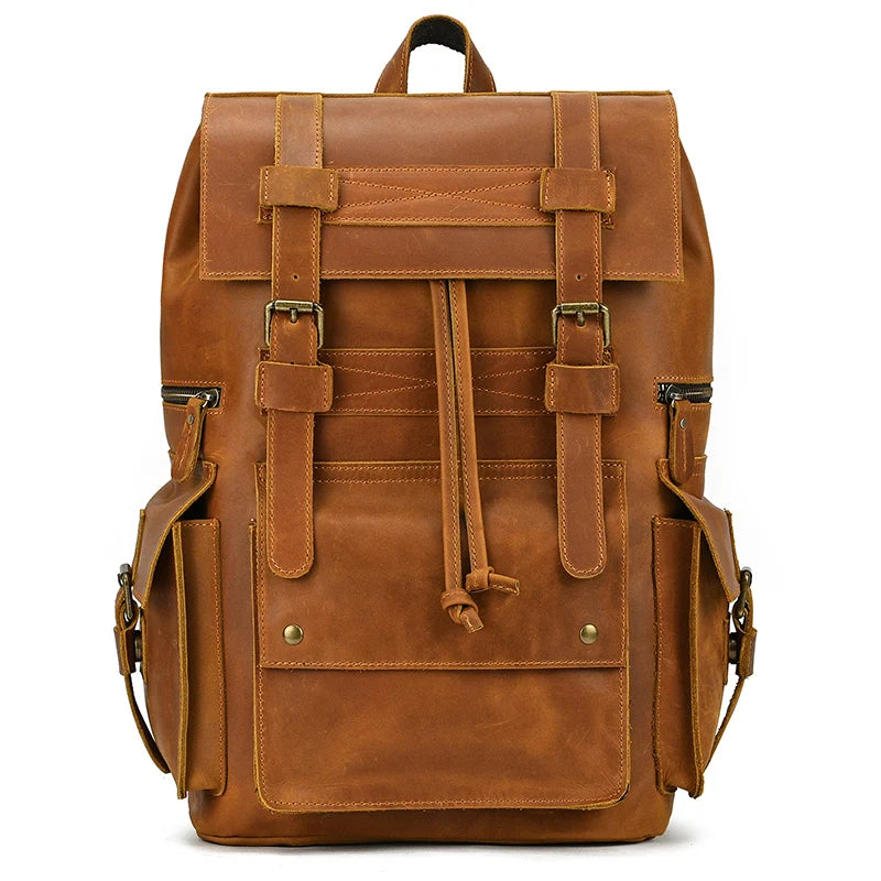 Newsbirds Men's Retro Leather Backpack – Luxury Travel & School Bag
