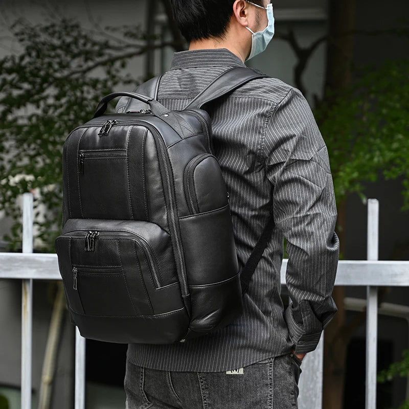 Newsbirds Men's Retro Leather Backpack – Luxury Travel & School Bag