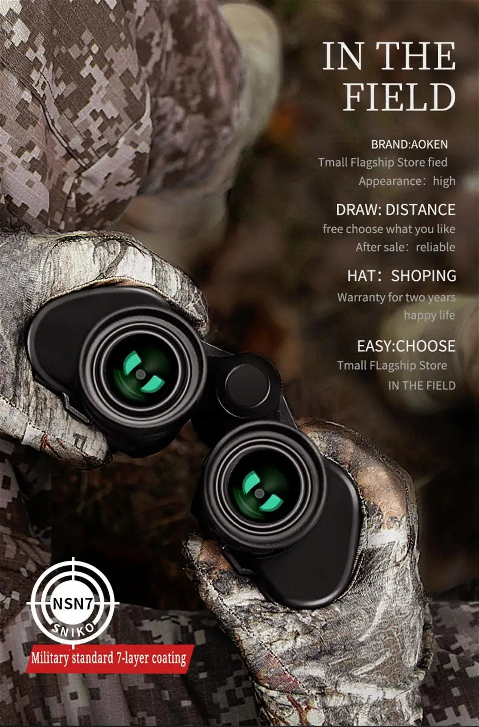 German Military 20X50 Zoom HD BAK4-Prism Powerful Binoculars