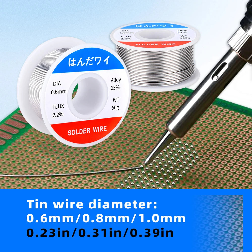 63% Tin Lead Rosin Core Solder Wire – 50g Mini Roll for Precision Electronics Soldering
