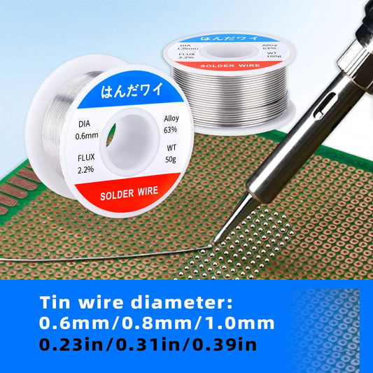 63% Tin Lead Rosin Core Solder Wire – 50g Mini Roll for Precision Electronics Soldering