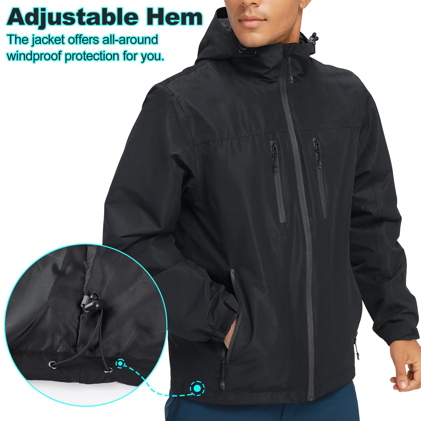 GOLDEN CAMEL Men's Waterproof Softshell Jacket Lightweight Single Hooded Jacket