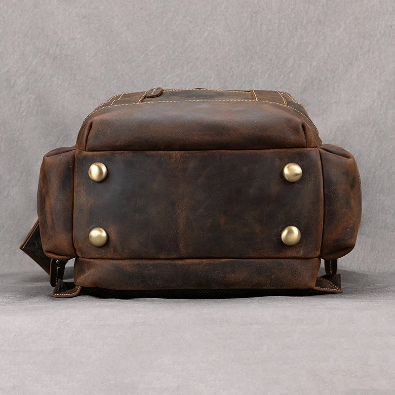 Newsbirds Men's Retro Leather Backpack – Luxury Travel & School Bag